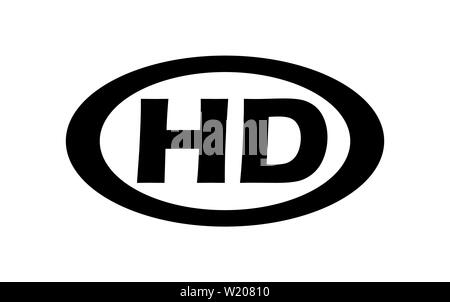 HD mit modernen schwarzen Symbol auf weißem isoliert. Stilvolle einfachen Vektor Illustration. Stock Vektor