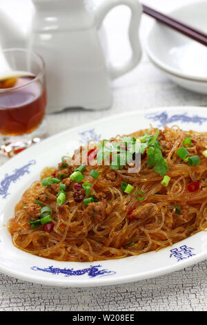 Pikante Pfannengerichte vermicelli mit Schweinehack, klassische Sichuan Gericht in der chinesischen Küche als "Ameisen auf einen Baum' Stockfoto