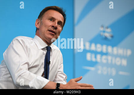 Konservative Partei Führung Kämpfer Jeremy Hunt während einer Tory Führung hustings in York. Stockfoto