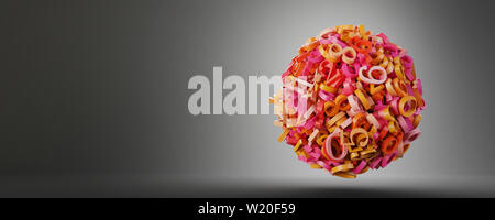 Abstrakte Sphäre durch Zahlen, original 3D Rendering Illustration, Technologiekonzepte Stockfoto