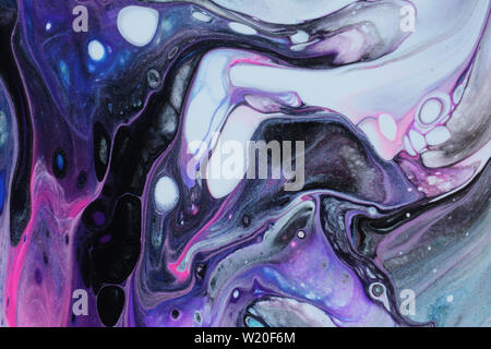 Hintergrund Abbildung: Eine abstrakte Acryl gießen Malerei in kontrastierenden Farben. Stockfoto