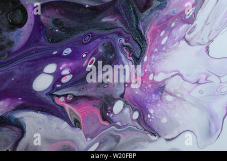 Hintergrund Abbildung: Eine abstrakte Acryl gießen Malerei in kontrastierenden Farben. Stockfoto