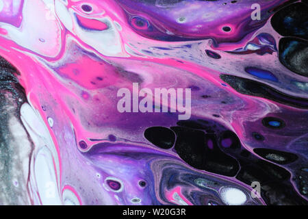 Hintergrund der abstrakten Malerei Acryl gießen, die für die Wirkung geblasen wurde. Stockfoto