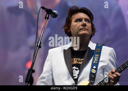 Im Bild: Nicky Wire. Samstag, 29 Juni 2019 Re: Manic Street Prediger Konzert im Schloss von Cardiff, South Wales, UK. Stockfoto