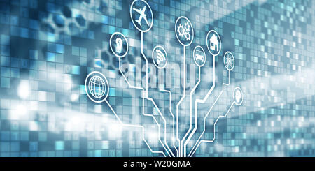 IOT. Digitalisierung, digitale Störungen Hintergrund matrix Informationstechnologie und Internet Konzept Stockfoto