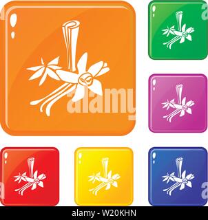 Gewürze Icons Set Vector Farbe Stock Vektor