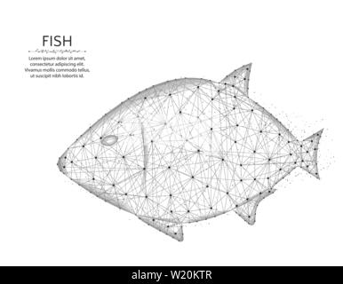 Fisch Low-poly-Design, Tier in polygonalen Stil, Unterwasser Welt Wire Frame Vector Illustration auf weißem Hintergrund Stock Vektor