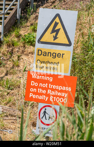 Recht der Öffentlichkeit auf Zugang über die Gleise an der Ostküste von größeren Anglia Railway in der Nähe von Manningtree, Essex. S01 Sea Wall Bahnübergang Stockfoto
