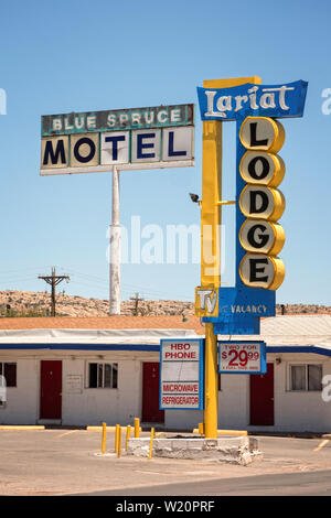 Vintage Motel Zeichen auf der Route 66 in Gallup, New Mexico USa Stockfoto