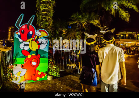 Singapur - May 30, 2019: Singapurs größte Pokémon Karneval am Sentosa Cove. Die Teilnahme an der Pokémon Abenteuer. Stockfoto