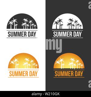 Sommer Tag Theme von Palm auf der Seite der Strand vektor design Illustration Stock Vektor