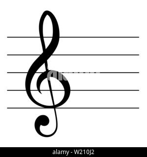 Violinschlüssel Symbol auf die musikalische Partitur Stock Vektor