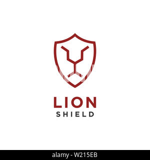 Lion Shield Logo Design linearen Stil Stockfoto