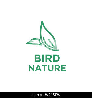 Bird Logo Design mit Blatt grün Stockfoto