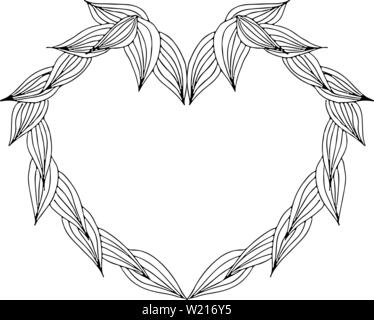 Kranz aus Lorbeer Niederlassungen in Form von Herz auf weißem Hintergrund. Foral frame Design Elemente für Einladungen, Grußkarten, Poster, blogs. Stock Vektor