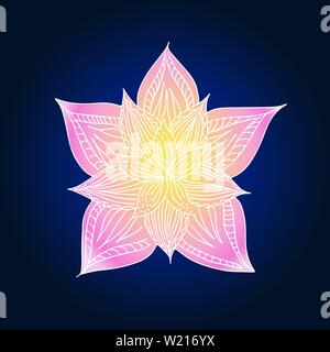 Abstrakte Hand gezeichnet Lotus Flower. Vector Illustration. Line Art. Ansicht von Oben. Stock Vektor
