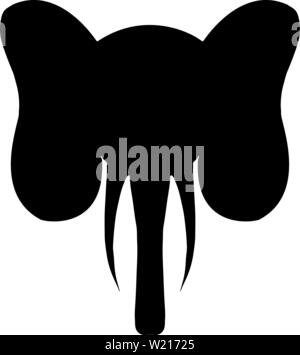 Abstrakte Hand gezeichnet Portrait von Elefant Silhouette auf weißem Hintergrund. Vector Illustration. Stock Vektor