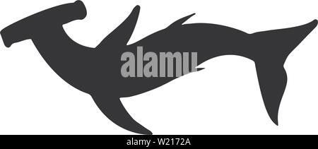 Abstrakte Hand gezeichnet Riesen hammer shark Silhouette auf weißem Hintergrund. Vector Illustration. Ansicht von oben. Stock Vektor