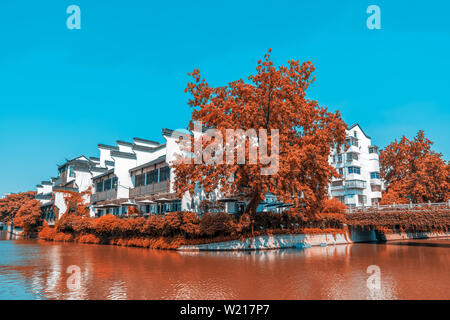 Nanjing Konfuzius Tempel Scenic Area und Qinhuai Fluss, infrarot Bilder. Stockfoto