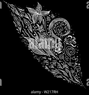 Satz von floralen Elementen. Vektor floralen Elementen Sammlung mit Blätter und Blumen für Grußkarten, Flyern und Banner Design isoliert auf Schwarz Hinterg Stock Vektor