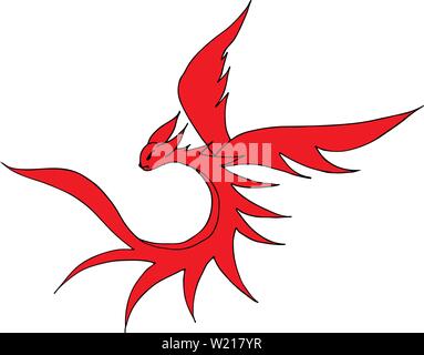 Hand gezeichnet vector Red Dragon Abbildung. Fantastische dragon Symbol. Freehand Silhouette der Mythologie aminal. Fantasy Umrisse Abbildung. Stock Vektor