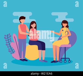 Schwangerschaft und Mutterschaft Szene flach Stock Vektor