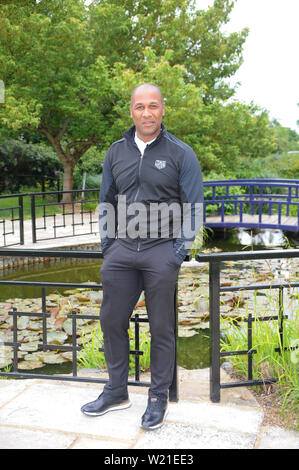 Les Ferdinand an Sopwell House St Albans gesehen, für ein Interview über seine Karriere. 03.06.19 Mit: Les Ferdinand, Wo: London, Großbritannien Wann: 03 Jun 2019 Credit: WENN.com Stockfoto