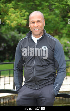 Les Ferdinand an Sopwell House St Albans gesehen, für ein Interview über seine Karriere. 03.06.19 Mit: Les Ferdinand, Wo: London, Großbritannien Wann: 03 Jun 2019 Credit: WENN.com Stockfoto