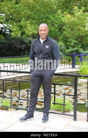 Les Ferdinand an Sopwell House St Albans gesehen, für ein Interview über seine Karriere. 03.06.19 Mit: Les Ferdinand, Wo: London, Großbritannien Wann: 03 Jun 2019 Credit: WENN.com Stockfoto