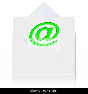 3D-Darstellung. Isolierten weißen Umschlag und Buchstaben auf weißem Hintergrund. Stockfoto