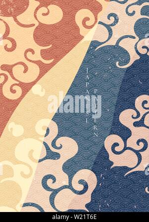 Japanische cloud Hintergrund und geometrischen Muster Vektor. Abstrakte Vorlage. Stock Vektor