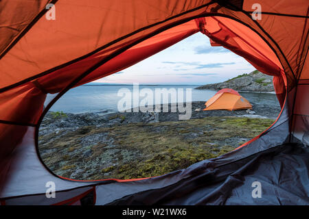 Camping in Inkoo Archipel, Finnland Stockfoto