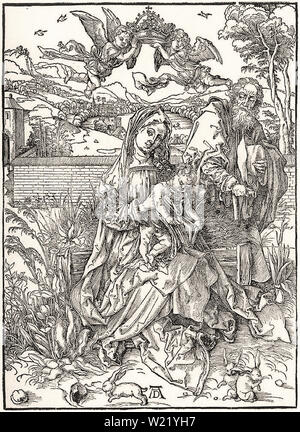 Albrecht Dürer - Heilige Familie mit drei Hasen 1498 Stockfoto