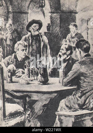 Friedrich Engels unter den Arbeitern. Stockfoto