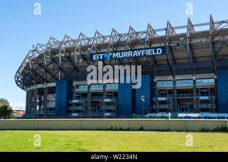 Blick Richtung Norden Stand im Murrayfield Stadium Edinburgh, Heimat des schottischen Rugby, in Murrayfield Gegend von Edinburgh, Schottland, Großbritannien Stockfoto