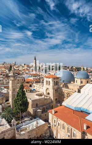 Blick von oben auf die Altstadt von Jerusalem. Stockfoto