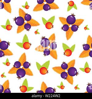 Verschiedene Waldbeeren nahtlose Muster. Einfach naiven Landhausstil wiederholbare Motiv in Rot und Violett Farben für Hintergrund, Geschenkpapier, Oberfläche Stock Vektor