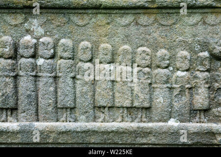 Details eines alten Grabstein, der ehemalige evangelische Pfarrkirche von Abterode, Werra-Meißner-Kreis, Hessen, Deutschland, Europa Stockfoto