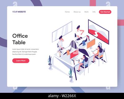 Landing Page Template von Office Tabelle Abbildung Konzept. Isometrische flache Design Konzept der Webseite Design für die Website und mobile Website Stock Vektor