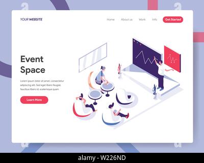 Landing Page Template Veranstaltungsfläche Abbildung Konzept. Isometrische flache Design Konzept der Webseite Design für die Website und mobile Website Stock Vektor