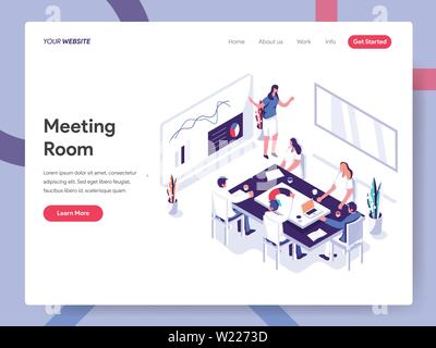 Landing Page Template der Tagungsraum Abbildung Konzept. Isometrische flache Design Konzept der Webseite Design für die Website und mobile Website Stock Vektor