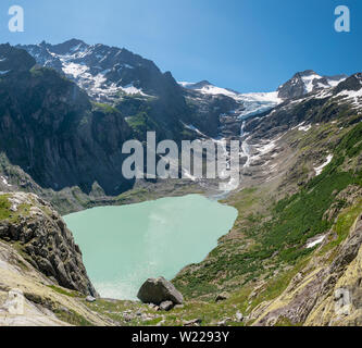 Triftgletscher mit Triftsee in den Schweizer Alpen bei Gadmen Stockfoto