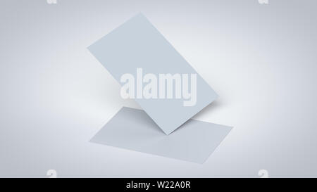 A5/A4 Leer 2-Seiten Papier Broschüre Mockup, realistische 3D-Grafik für Corporate Branding Präsentation auf weißem Hintergrund. Stockfoto