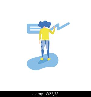 Flaches Design Illustration einer Frau präsentiert Markt, Business Aktivitäten Präsentation Stock Vektor