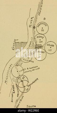 Archiv Bild ab Seite 107 Der Dadant-maße System der Bienenzucht (1920). Dadant-maße System der Imkerei dadantsystemofbe 00 dada Jahr: 1920 92 DADAXT SYSTEM DER IMKEREI Unser erster Versuch bei der Umstellung der Bienen zu den Weiden, mitten im Sommer, wurde im Jahre 1881. Während dieser Jahreszeit alles von Wert zu Bienen auf den Hügeln, getrocknet oder im Juni und Julv verwelkt. , N 0 fVTH Süden Abb. 51 Plan der Dadant-maße Imkereien in 1880 Jeder Kreis hat einen Durchmesser von 4 km. Die niedrigen Häuser, mit Wasser bedeckt, bis Anfang Juli, ein sehr schnelles Wachstum der Pflanzen fallen, sobald begann Stockfoto