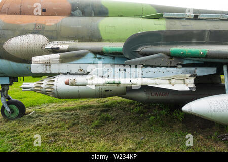 Sukhoi Su-22 M4, UdSSR-Jagdbomber, im Polnischen Luftfahrtmuseum, Krakau, Polen, Europa. Stockfoto