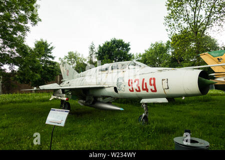 Mikoyan-Gurevich-Mig-21UM Mongol B Supersonic Fighter, Krakow Aviation Museum, Krakau, Polen, Europa. Stockfoto