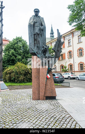 Statue von Jozef Pilsudski First Field Marshall, gelegen in Krakau, Polen, Europa. Stockfoto