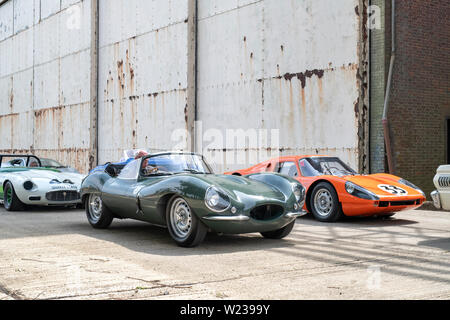 1957 Jaguar XKSS 2016 Werk bauen Auto in Bicester Heritage Center super Jagtfall. Bicester, Oxfordshire, England. Stockfoto