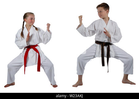 Kaukasische vor - jugendlich Mädchen und Teenager, Karate Stockfoto